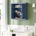 Meuble de Rangement Mural de Salle de Bain Double Porte au-dessus des Toilettes avec Étagères Réglables Organisateur Mural pour Salle de Bain, Cuisine, Buanderie, Chambre