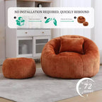 Pouf, chaise ronde confortable pour adultes avec repose-pieds, fauteuil de lecture individuel pour salon, chambre, appartement