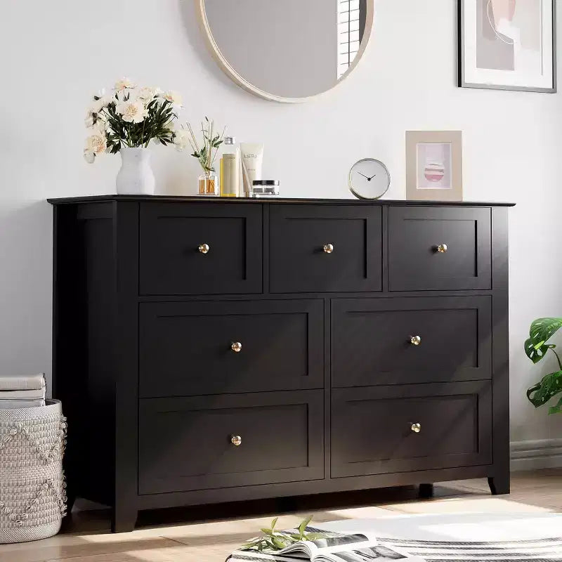 Commode à 7 tiroirs COZONY de 137 cm de large pour chambre à coucher, commode moderne avec rangement profond, organisateur de vêtements pour salon, couloir
