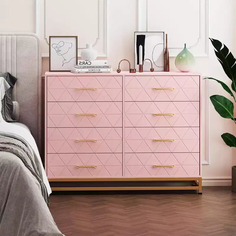Commode à 6 tiroirs pour chambre à coucher avec pieds en métal et poignée dorée, armoire de rangement moderne pour salon, couloir, entrée