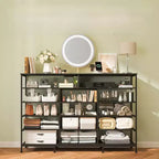 COZONY Meuble TV 55 avec commode en tissu 11 tiroirs et étagères ouvertes, organisateur de rangement pour chambre et salon