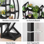 Lantine Étagère à plantes incurvée à 8 niveaux pour l'intérieur, étagère industrielle en métal de 175 cm de haut pour salon, balcon, terrasse, noire