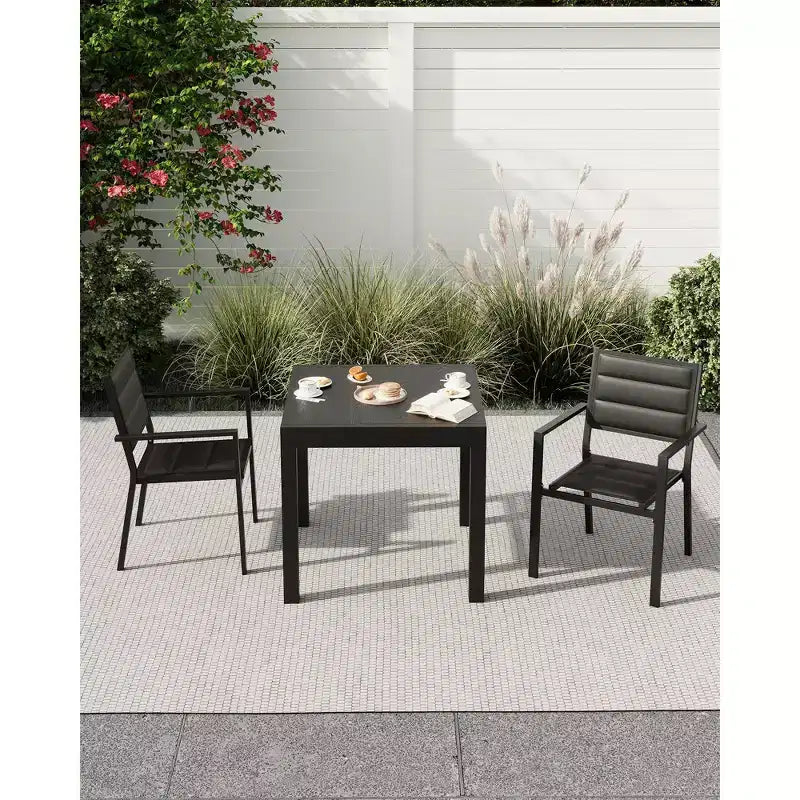 Ensemble de 4 chaises empilables de terrasse, chaises de salle à manger empilables d'extérieur en aluminium avec tissu textilène respirant pour l'extérieur, la terrasse, le patio, le jardin