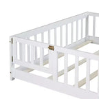 Lit au sol pleine grandeur Luxystar avec clôture et porte pour chambre d'enfant