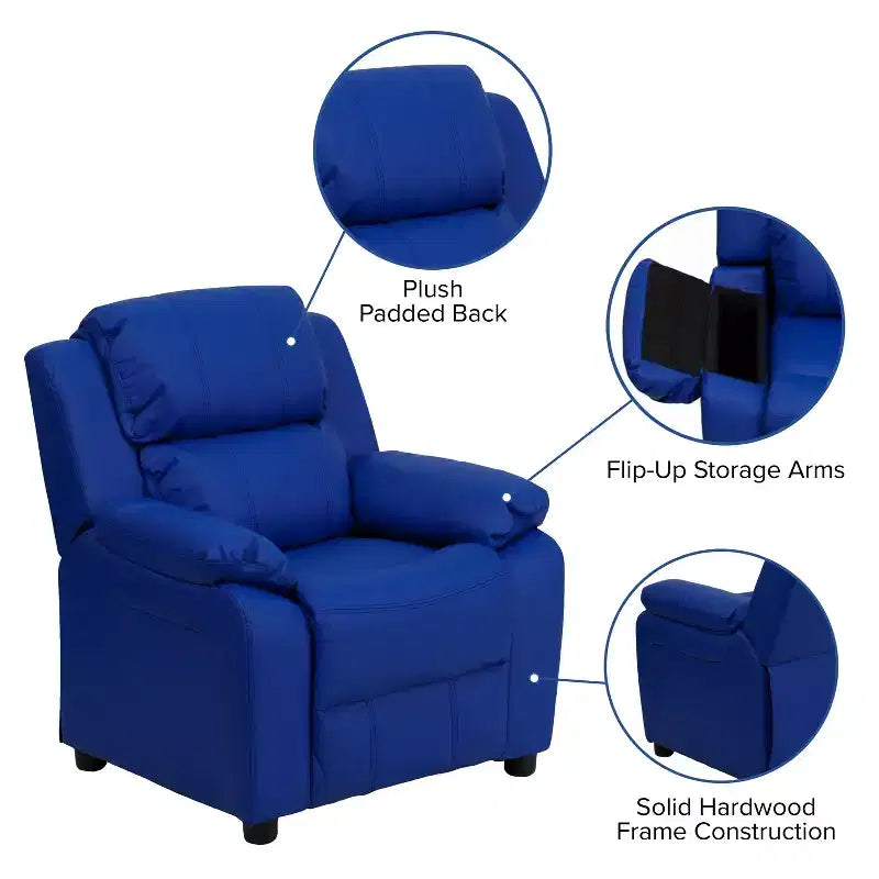 Fauteuil inclinable contemporain Flash Furniture de luxe rembourré pour enfants avec accoudoirs de rangement