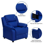 Fauteuil inclinable contemporain Flash Furniture de luxe rembourré pour enfants avec accoudoirs de rangement