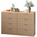 Commode à 8 tiroirs pour chambre à coucher, grande commode cannelée, organisateur de rangement en bois, armoire de rangement pour chambre à coucher, salon, maison