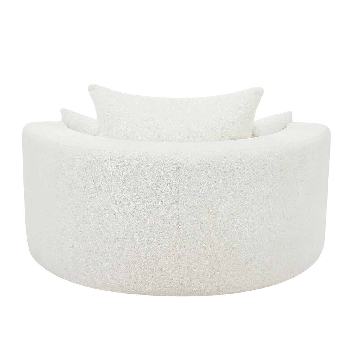 Fauteuil baril accent en chenille, Fauteuil de salon, Fauteuil rond avec base pivotante à 360 degrés et 3 coussins amovibles