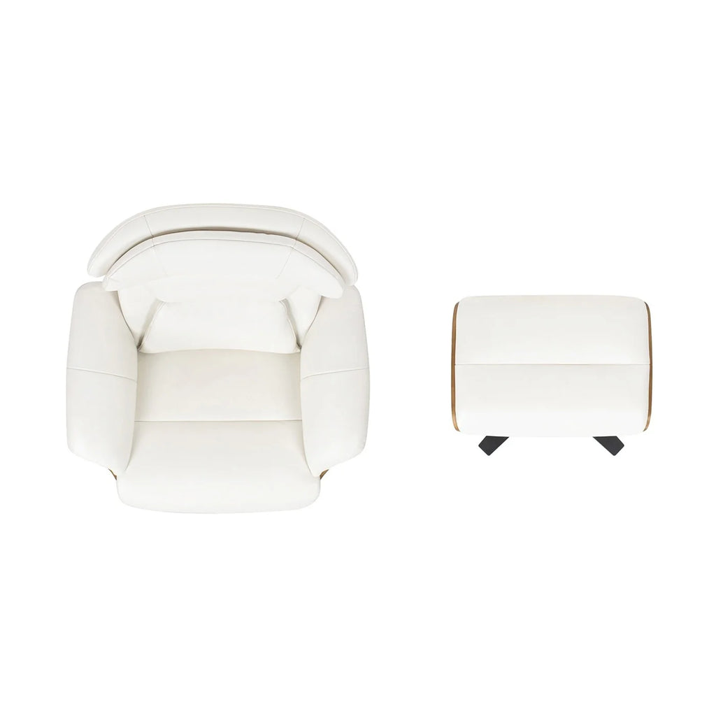Jovan 31.5 Fauteuil inclinable en cuir véritable avec ottoman