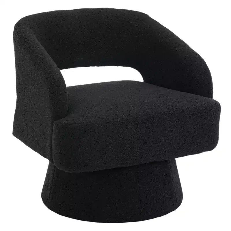 Fauteuil pivotant - Fauteuil moderne rembourré avec dossier rayé et rembourrage moelleux, chaise longue ronde pour salon, chambre à coucher (1 pièce)