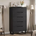Acekool Commode Haute à 5 Tiroirs, 50 Commodes Verticales en Bois avec Pieds Détachables et Rangement Spacieux pour Chambre à Coucher, Salon, Couloir, Entrée, Noir