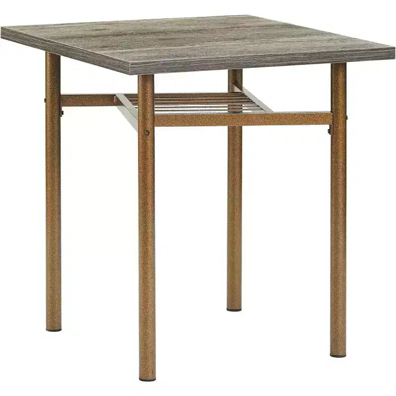 Ensemble de salle à manger 2 pièces, table carrée en bois de 120 cm avec pieds en métal et chaises assorties, table de cuisine marron antique pour petits espaces