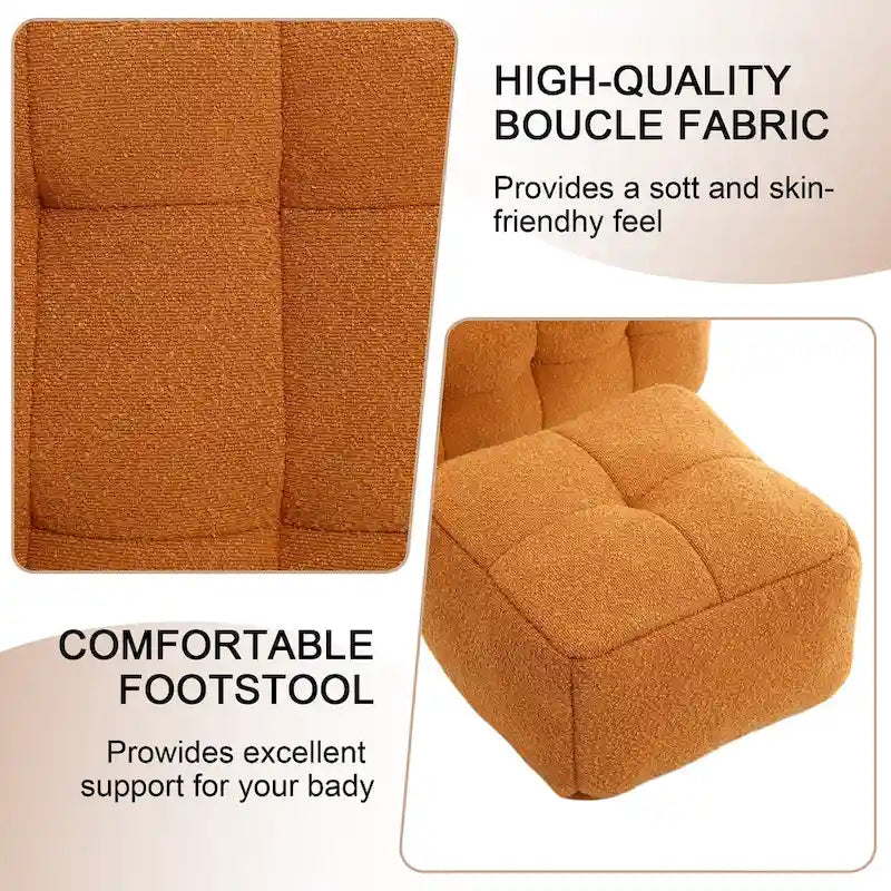 HOMEFUN Fauteuil d'appoint moderne capitonné en tissu bouclé avec ottoman