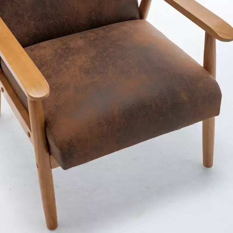 Fauteuil d'appoint Okak 25.38 W avec revêtement confortable, fauteuil de lecture en bois massif de style Mid-Century pour salon, chambre à coucher, salle d'attente