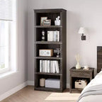Bibliothèque à 5 niveaux Whizmax, étagère de style rustique avec rangements, étagères ouvertes pour bureau à domicile, salon, chambre à coucher