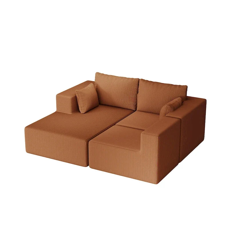 Canapé modulaire d'angle en velours côtelé 108.3 avec méridienne