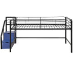 Lit mezzanine double en métal DHP Sol Junior avec marches de rangement