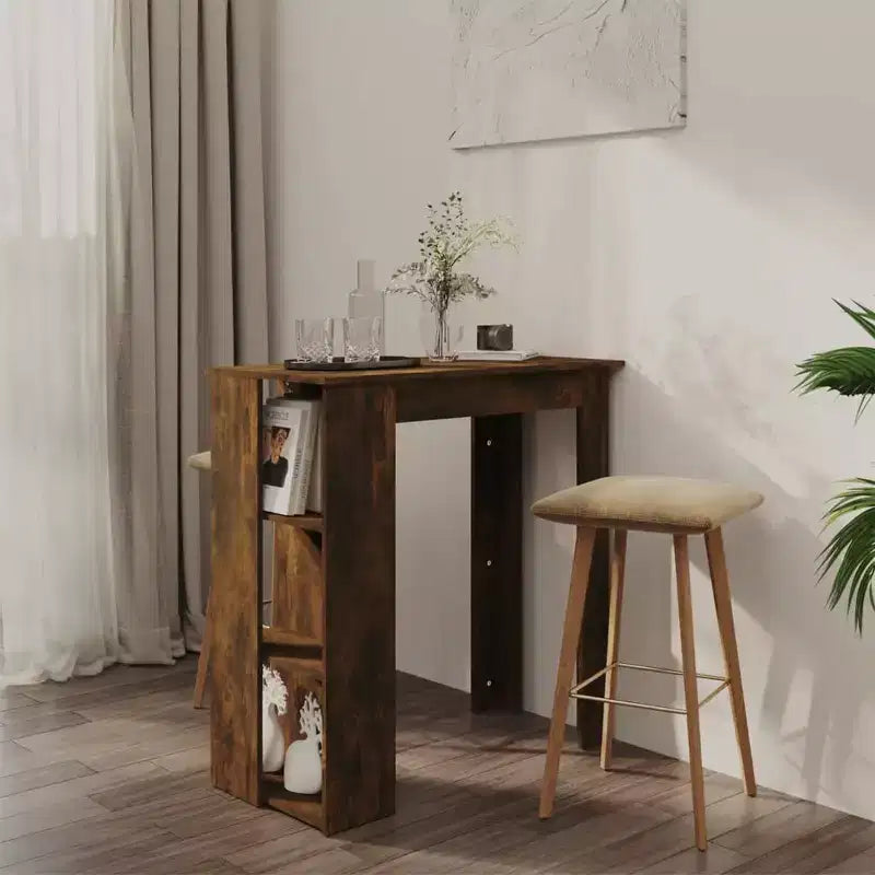 vidaXL Table de bar avec étagère Bois d'ingénierie Salle à manger Cuisine Haute Haute Murale Pièce