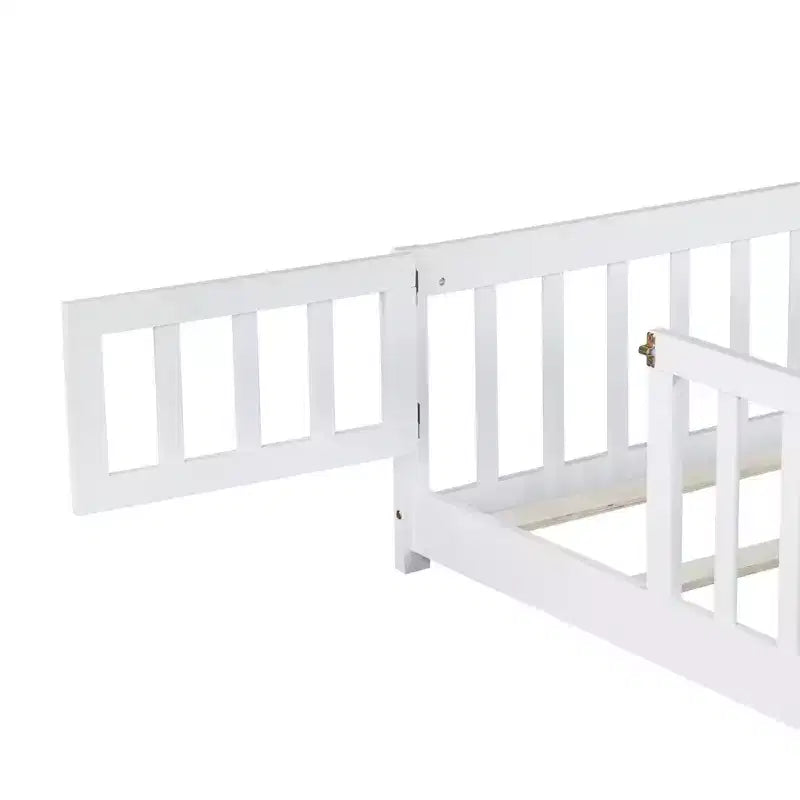 Lit au sol pleine grandeur Luxystar avec clôture et porte pour chambre d'enfant