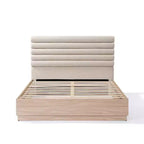 Cadre de lit contemporain Anatoli en bois avec tête de lit capitonnée en bouclette taupe Christopher Knight Home