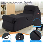 Mjkone Chaise Longue de Yoga en Velours Côtelé, Canapé de Yoga Incurvé avec Appui-Tête/Coussin Lombaire/Repose-Pieds Amovibles, Base Antidérapante
