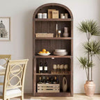 Bibliothèque avec portes Étagère cintrée 182 cm de haut Bibliothèque de style rustique avec étagères Bibliothèques en bois pour la maison, le bureau, le salon