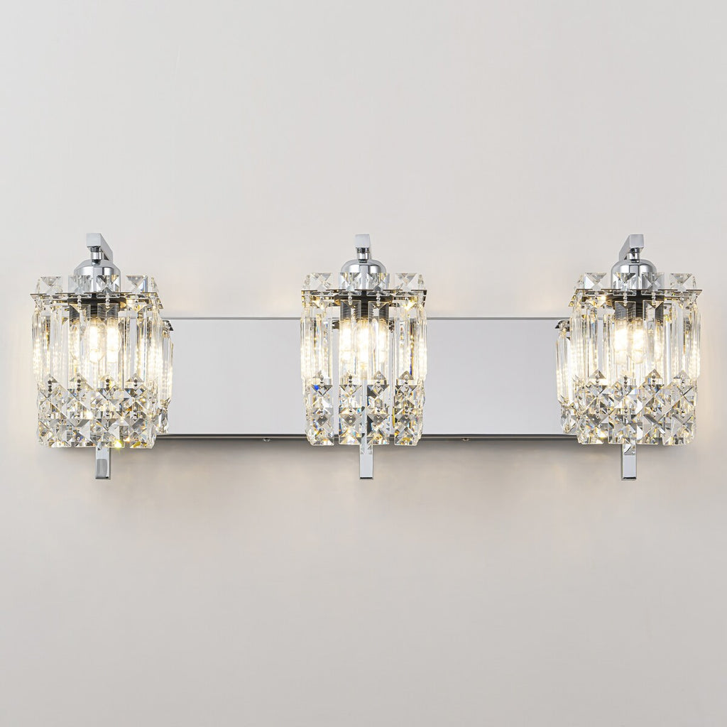 Appliques murales en cristal à 3 lumières pour salle de bain, style moderne et glamour