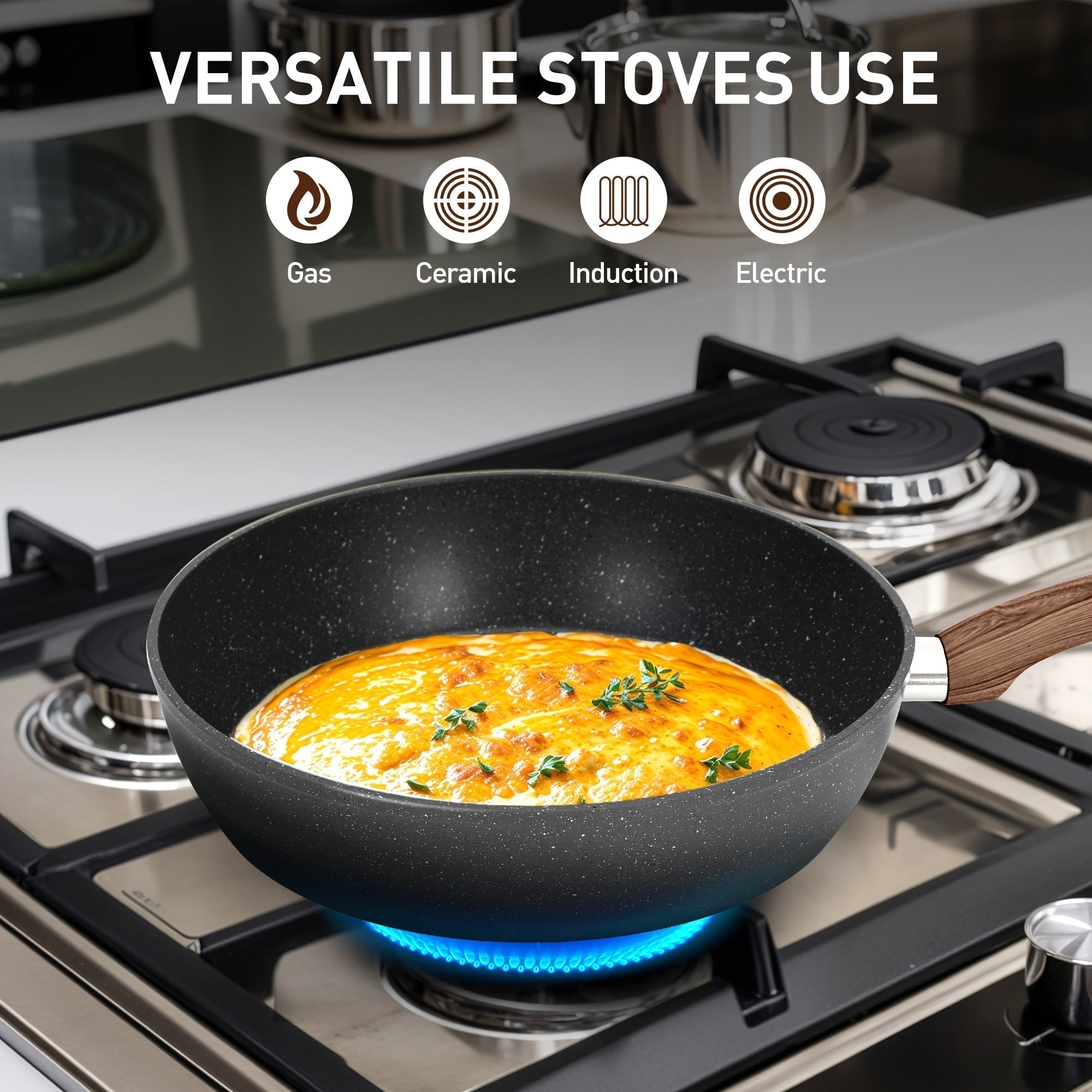 Ensemble de 30 pièces d'ustensiles de cuisine et de pâtisserie en granit, batterie de cuisine antiadhésive, casseroles et poêles