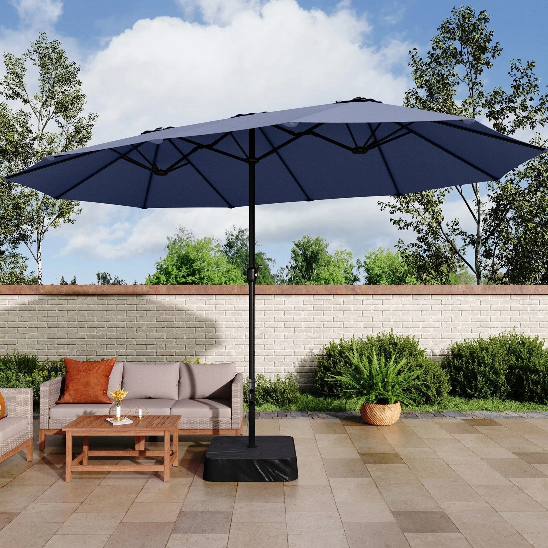 MAISON ARTS Grand Parasol Double Face de 4,5 m avec Base Incluse pour Patio