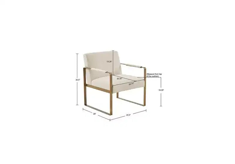 Fauteuil d'appoint Okak avec coussin de dossier confortable et cadre en métal doré, fauteuil de lecture élégant pour salon et salle d'attente.