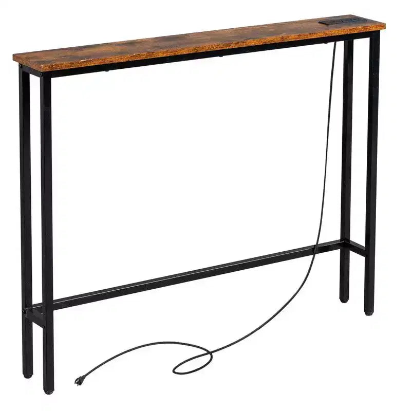 Table d'entrée marron rouille 1 pièce en fer Triamine 100*15*79cm avec prises