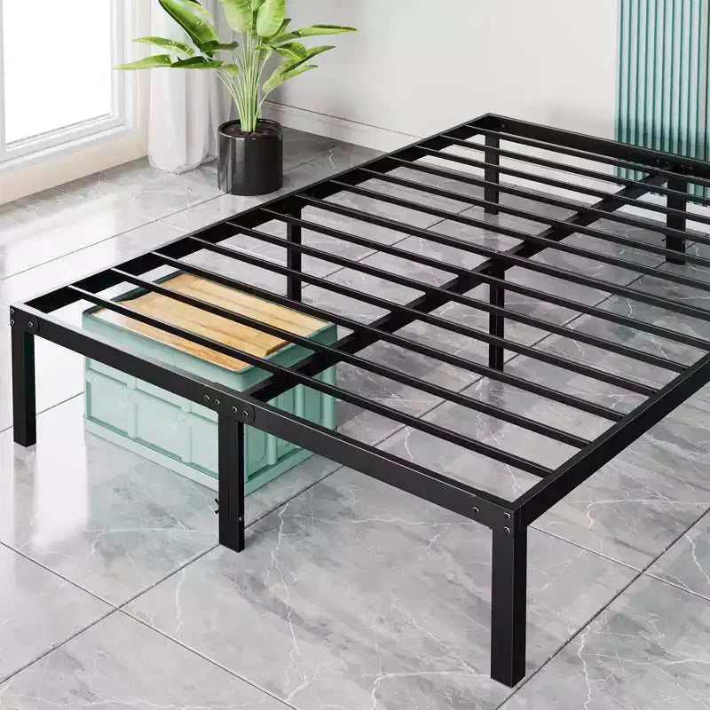 Cadre de lit en métal robuste Alvantor avec support à lattes en acier – Pas besoin de sommier tapissier, 12 po de rangement sous le lit, assemblage rapide, capacité de 300 lb (grand lit)
