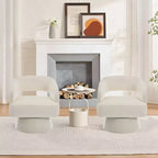 Fauteuil pivotant rond en velours – Fauteuil lounge moderne avec dossier rayé et coussin moelleux, chaise d'appoint élégante pour salon, chambre à coucher