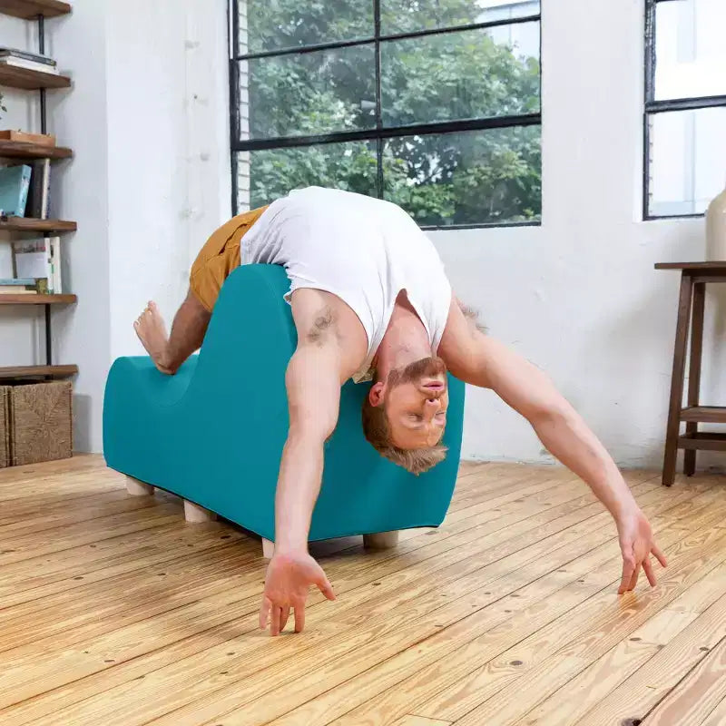 Fauteuil inclinable Avana pour l'étirement et la relaxation, pieds en bois d'hévéa, similicuir - Gris sous-marin