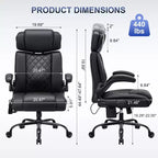 Chaise de bureau ergonomique HOFFREE 200 kg Chaise de bureau en similicuir Dossier haut Appui-tête réglable Accoudoirs rabattables Chaise d'ordinateur