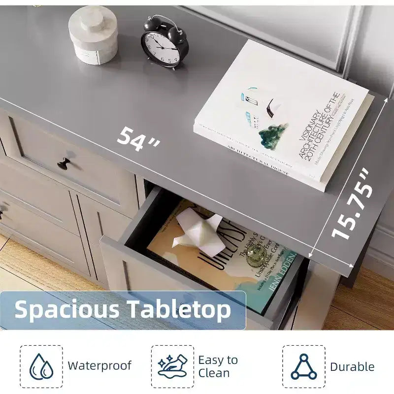 Commode à 7 tiroirs COZONY de 137 cm de large pour chambre à coucher, commode moderne avec rangement profond, organisateur de vêtements pour salon, couloir