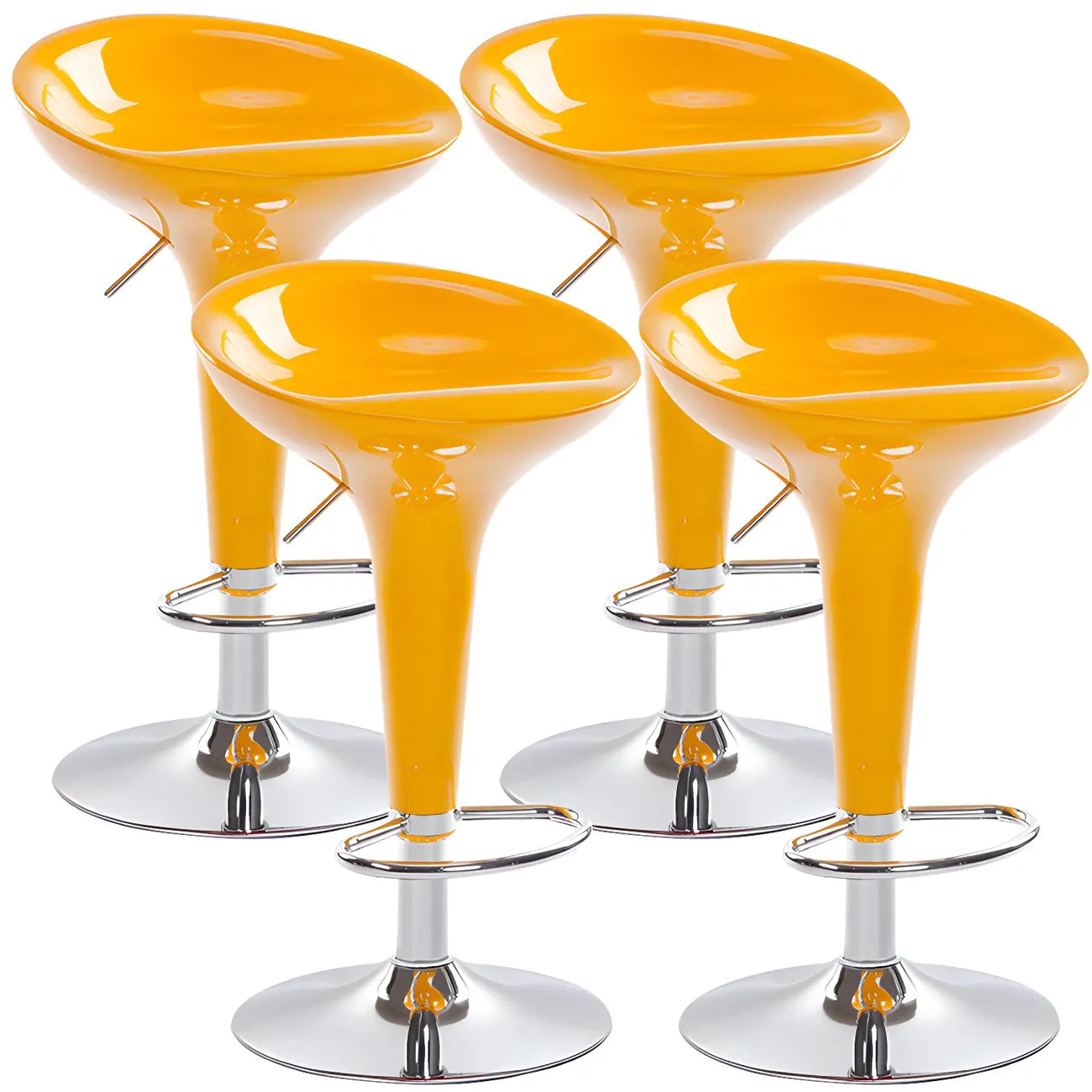 Tabouret de bar pivotant en plastique chromé réglable en hauteur