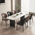 Chaise de salle à manger moderne en similicuir courbé à dossier bas
