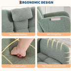 Fauteuil à bascule Teddy avec oreiller et dossier haut, fauteuil d'appoint rembourré en tissu pour chambre d'enfant, salon, chambre à coucher