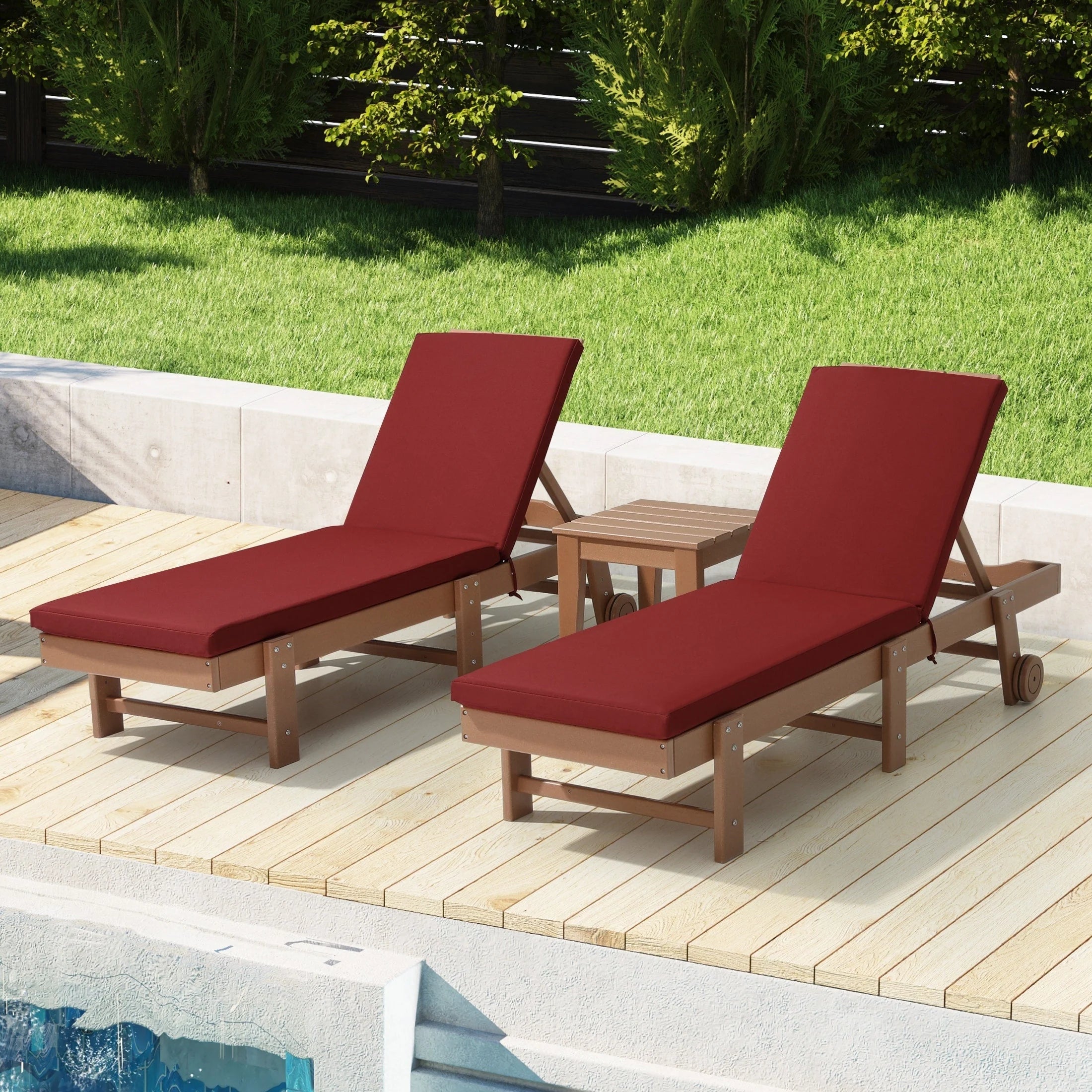 Coussins de chaise longue de patio d'extérieur tout temps Polytrends Fading Free - (Lot de 2)