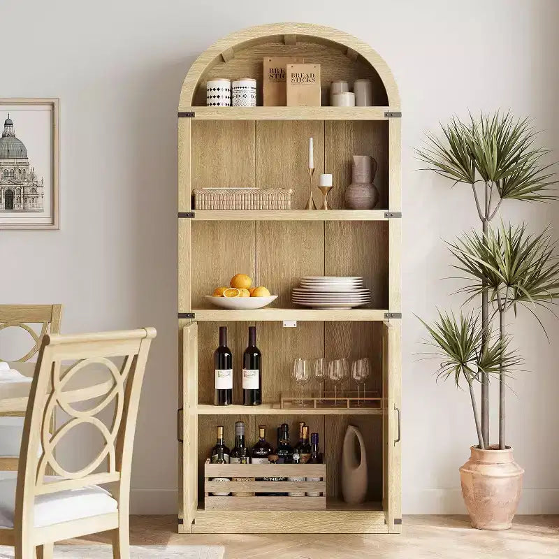 Bibliothèque avec portes Étagère arquée de 182 cm de haut Armoire de style campagnard avec étagères Bibliothèques en bois pour bureau à domicile, salon
