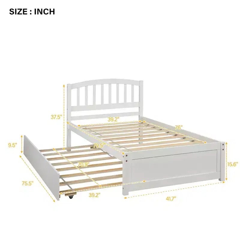 Lit plateforme double Whisen Elegant Design avec lit gigogne