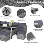 Ensemble de salle à manger Costway 7 pièces en rotin pour terrasse, canapé sectionnel et pouf - Voir détails