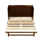 Lit escamotable Whisen Queen Size en pin avec décoration en rotin et tiroir de rangement