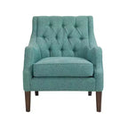 Okak Fauteuil d'appoint contemporain avec boutons capitonnés, coussin rembourré et pieds en bois, pour salon, chambre ou coin lecture