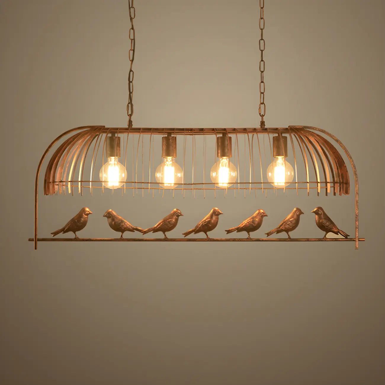 Suspension îlot de cuisine industrielle en métal en forme de cage à oiseaux