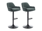 Set of 2 corduroy and black metal bar stools - Adjustable height - Green - Doucezen