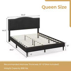 Cadre de lit rembourré Costway Queen Size avec tête de lit cloutée et support à lattes en bois