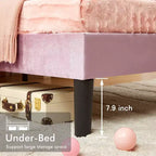 Cadre de lit enfant capitonné VECELO en forme de couronne, lit plateforme en bois avec tête de lit réglable, pas besoin de sommier tapissier