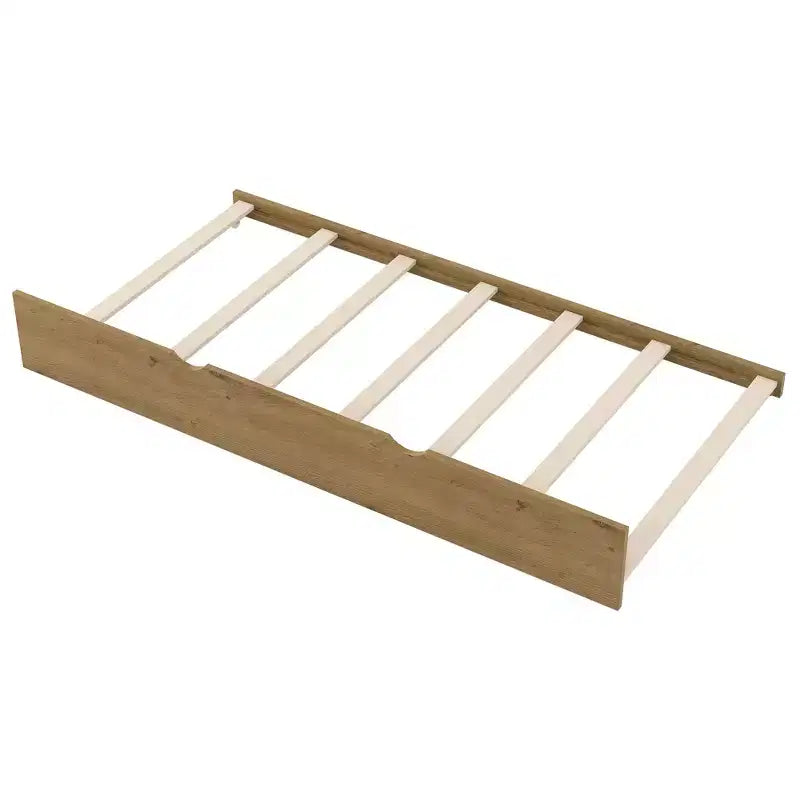 Cadre de lit double avec lit gigogne et garde-corps, lit plateforme bas avec escalier pour garçons et filles